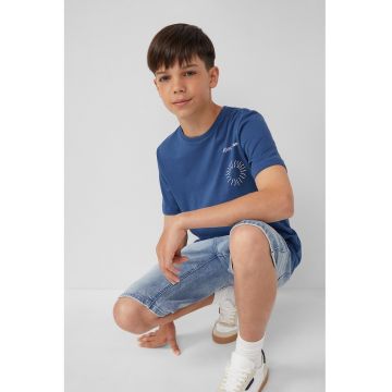 Tricou cu imprimeu pe piept si decolteu la baza gatului