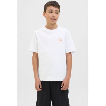 Tricou cu imprimeu si decolteu la baza gatului