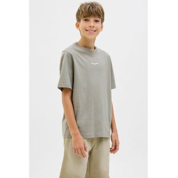 Tricou cu imprimeu si decolteu la baza gatului