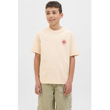 Tricou cu imprimeu si decolteu la baza gatului