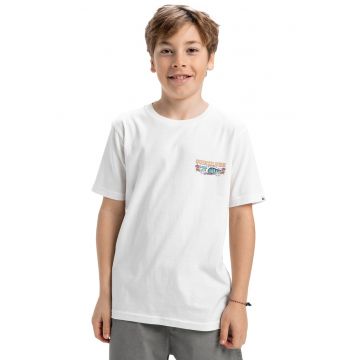 Tricou cu imprimeu si decolteu la baza gatului