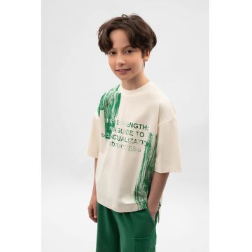 Tricou cu imprimeu si maneci cazute