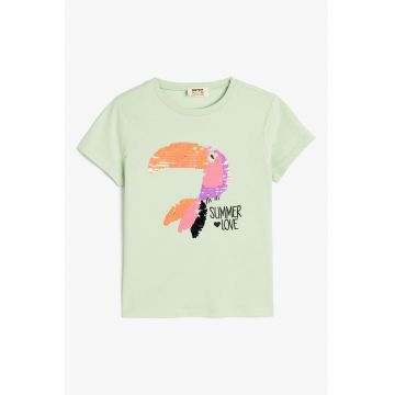 Tricou cu model grafic si paiete