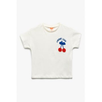 Tricou de bumbac cu broderie