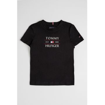 Tricou de bumbac cu decolteu la baza gatului