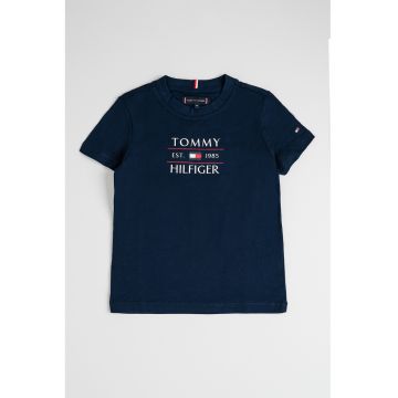 Tricou de bumbac cu decolteu la baza gatului