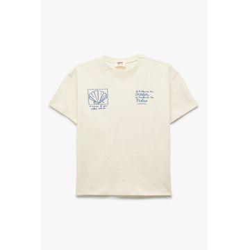 Tricou de bumbac cu decolteu la baza gatului