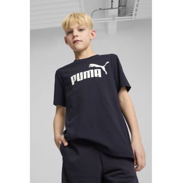 Tricou de bumbac cu decolteu la baza gatului si logo