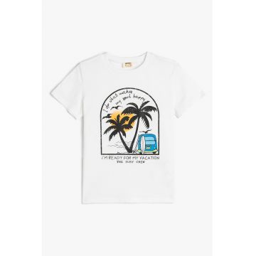 Tricou de bumbac cu imprimeu tropical
