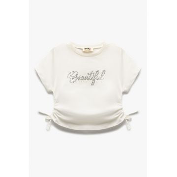 Tricou de bumbac cu strasuri