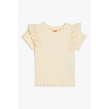 Tricou din amestec de bumbac cu volane