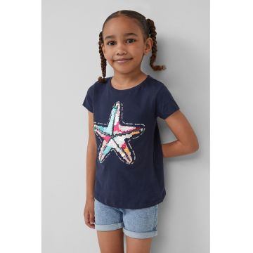 Tricou din bumbac cu aplicatii cu paiete