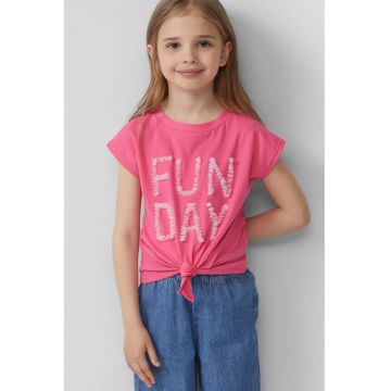 Tricou din bumbac cu detalii texturate