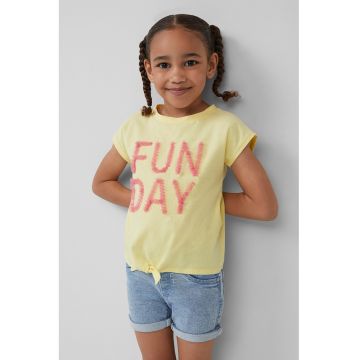 Tricou din bumbac cu detalii texturate