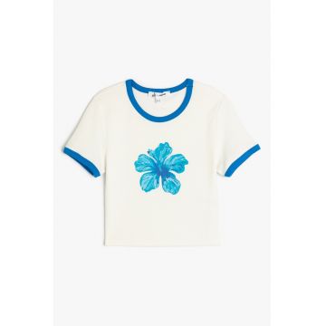 Tricou din bumbac cu imprimeu Hibiscus