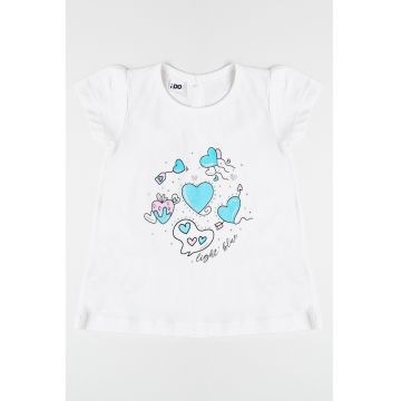Tricou din bumbac cu imprimeu si croiala in A