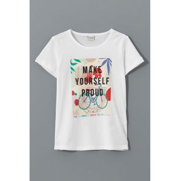 Tricou din bumbac cu imprimeu text