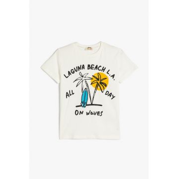 Tricou din bumbac cu imprimeu tropical