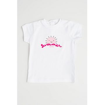 Tricou din bumbac cu model brodat