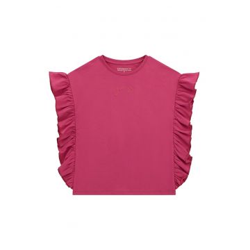Tricou din bumbac cu volane