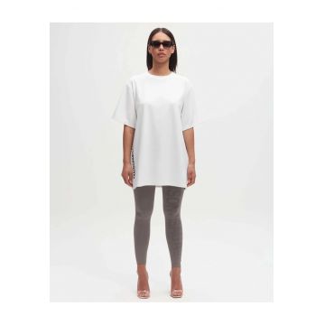 Tricou din bumbac organic cu croiala supradimensionata - Alb optic -