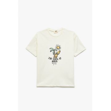 Tricou lejer din bumbac cu broderie