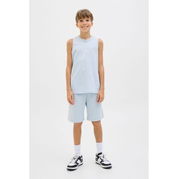 Tricou regular fit cu decolteu la baza gatului - Albastru glaciar