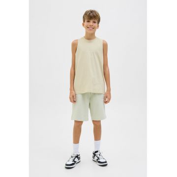 Tricou regular fit cu decolteu la baza gatului - Bej