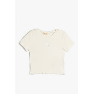Tricou striat cu decolteu la baza gatului