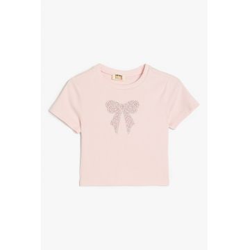 Tricou striat cu funda din strasuri