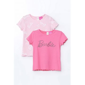 Set de tricouri cu imprimeu Barbie - 2piese