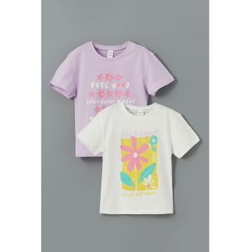 Set de tricouri cu model floral - 2 piese