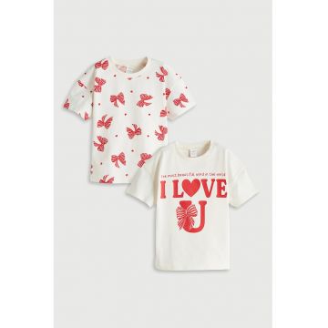 Set de tricouri din bumbac cu imprimeu - 2 piese