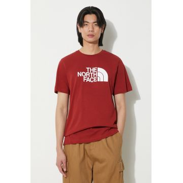 The North Face tricou din bumbac M S/S Easy Tee barbati, culoarea bordo, cu imprimeu, NF0A87N5POJ1