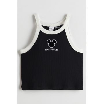 Top striat cu broderie Mickey Mouse