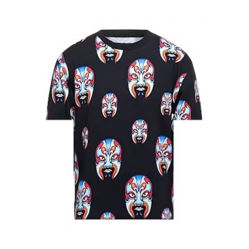 Tricou  bumbac - negru - design unic - multicolor -