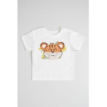 Tricou cu animale si decolteu la baza gatului