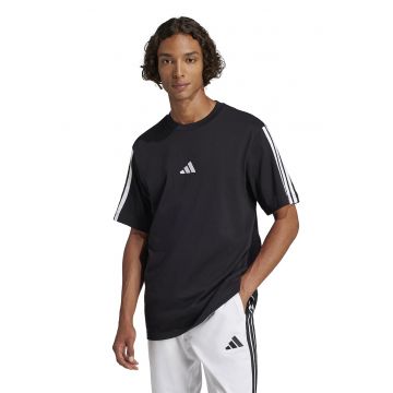 Tricou cu decolteu la baza gatului si benzi logo pe maneci