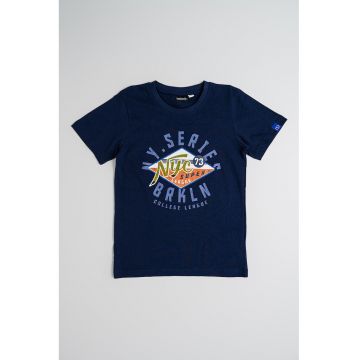 Tricou cu decolteu la baza gatului si imprimeu
