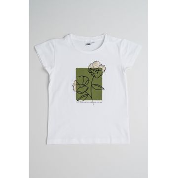 Tricou cu decolteu la baza gatului si imprimeu