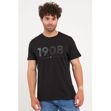 Tricou cu decolteu la baza gatului si imprimeu