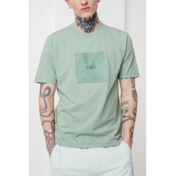 Tricou cu decolteu la baza gatului si imprimeu logo