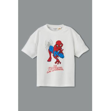 Tricou cu decolteu la baza gatului si imprimeu Spider-Man