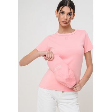 Tricou cu decolteu la baza gatului si logo brodat Deloris