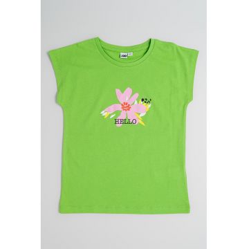 Tricou cu decolteu la baza gatului si model floral