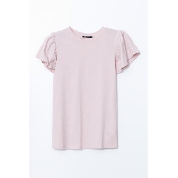 Tricou cu decolteu rotund si maneci evazate