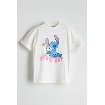 Tricou cu imprimeu frontal cu Stitch