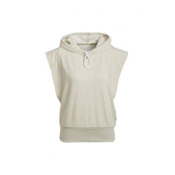 Tricou dama  bej - bumbac/poliester - cu gluga - fara maneci