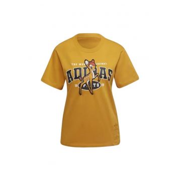 Tricou dama  Bumbac - Broderie cu Bambi - Galben -