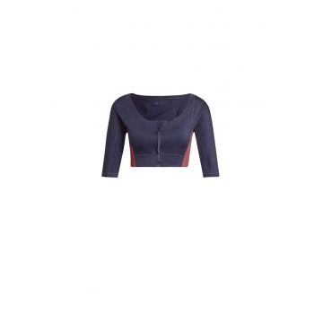 Tricou dama  crop top - bleumarin - poliester - maneca scurta -